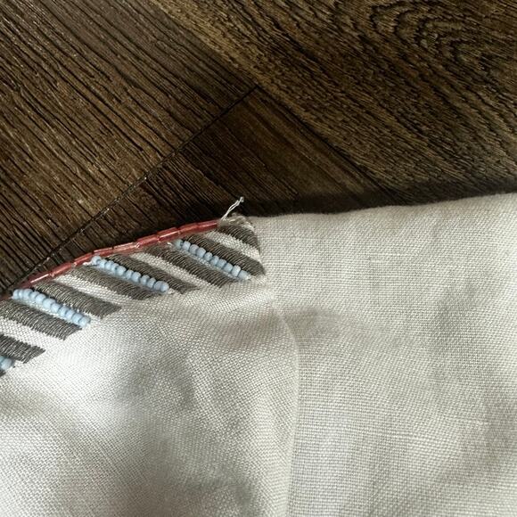 CHICOS Artisan Cropped Boho Jacket sz3 Cream Embroidered Beaded Tribal - Picture 9 of 12